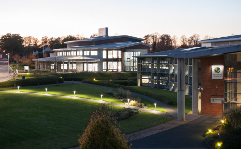 Night Time Photograph Of Conference Centre Exterior at Rothamsted Research